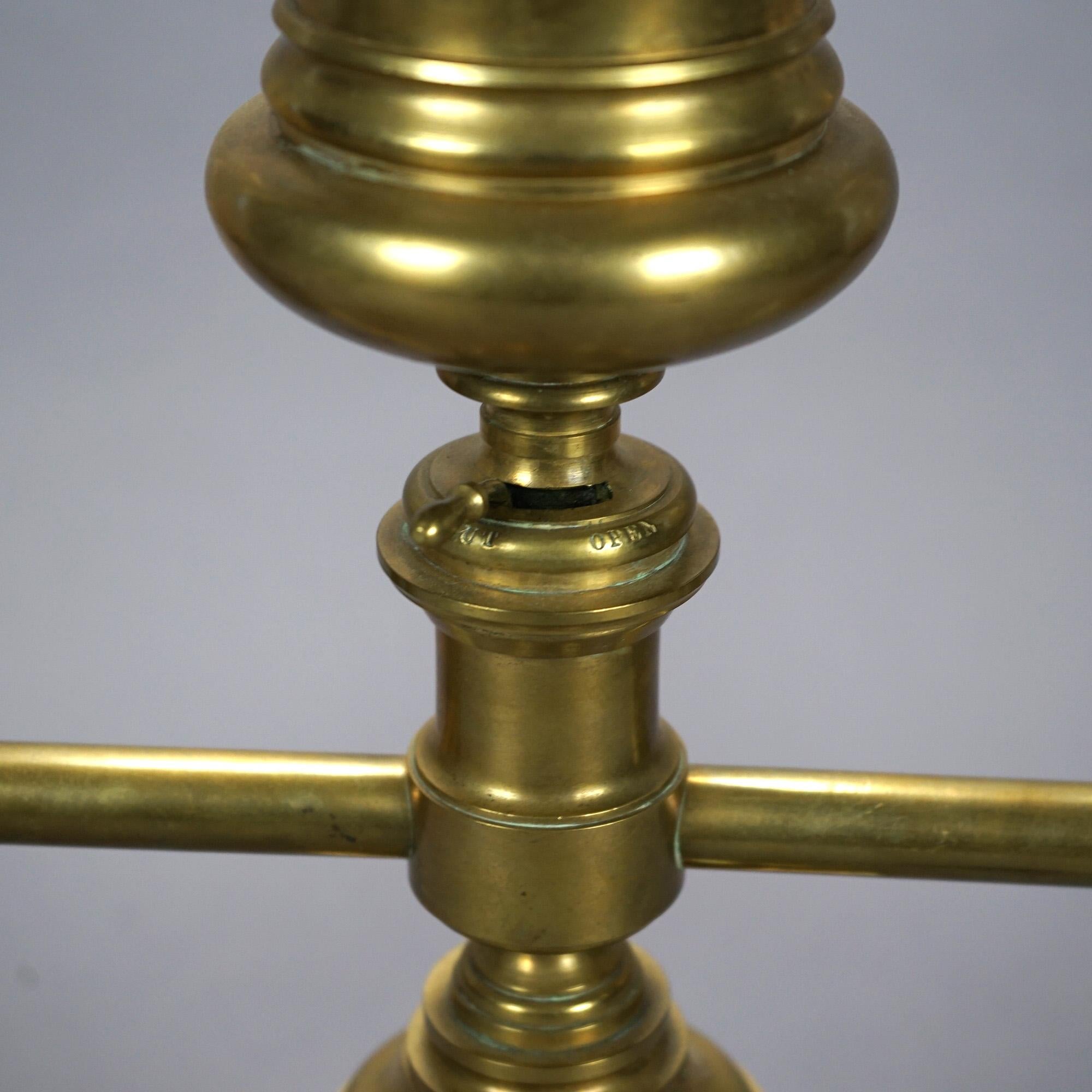 Antique Gilt Brass & Bronze Double Argand Lamp with Shades, circa 1820 For Sale 4