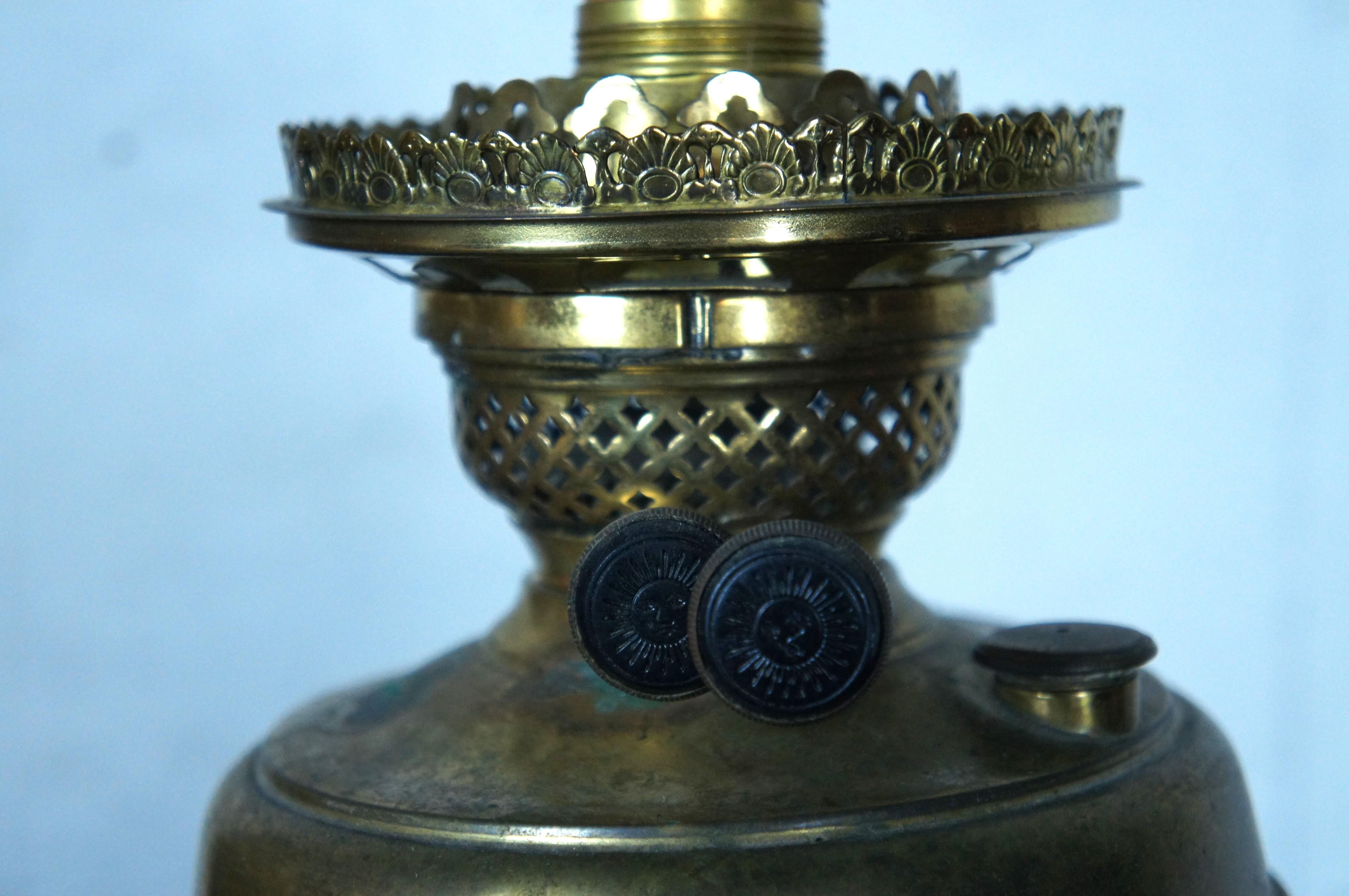 Antique Gilt Brass Figural Delphin Dolphin Converted Oil Lantern Table Lamp For Sale 1