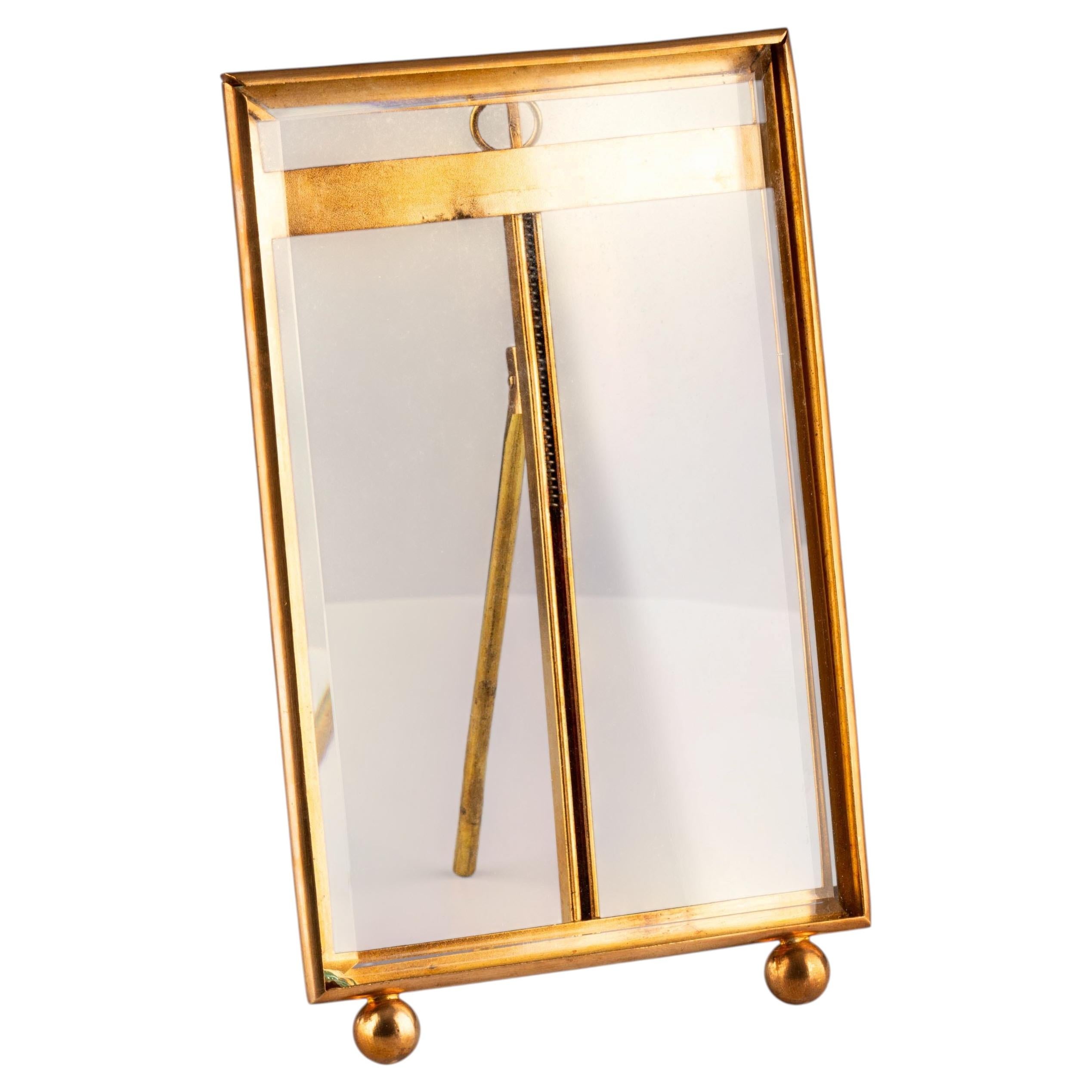 Antique Gilt Brass Gold Glass Photo Picture Photograph Frame Wall Decor