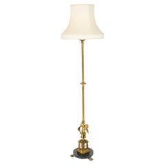 Antique Gilt Brass Ornamental Cherub Standard Lamp Early 20th Century