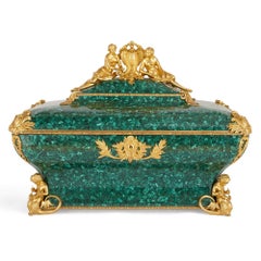Antique Gilt Bronze and Malachite Casket by Monbro Fils Ainé