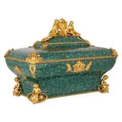 Antique Gilt Bronze and Malachite Casket by Monbro Fils Ainé