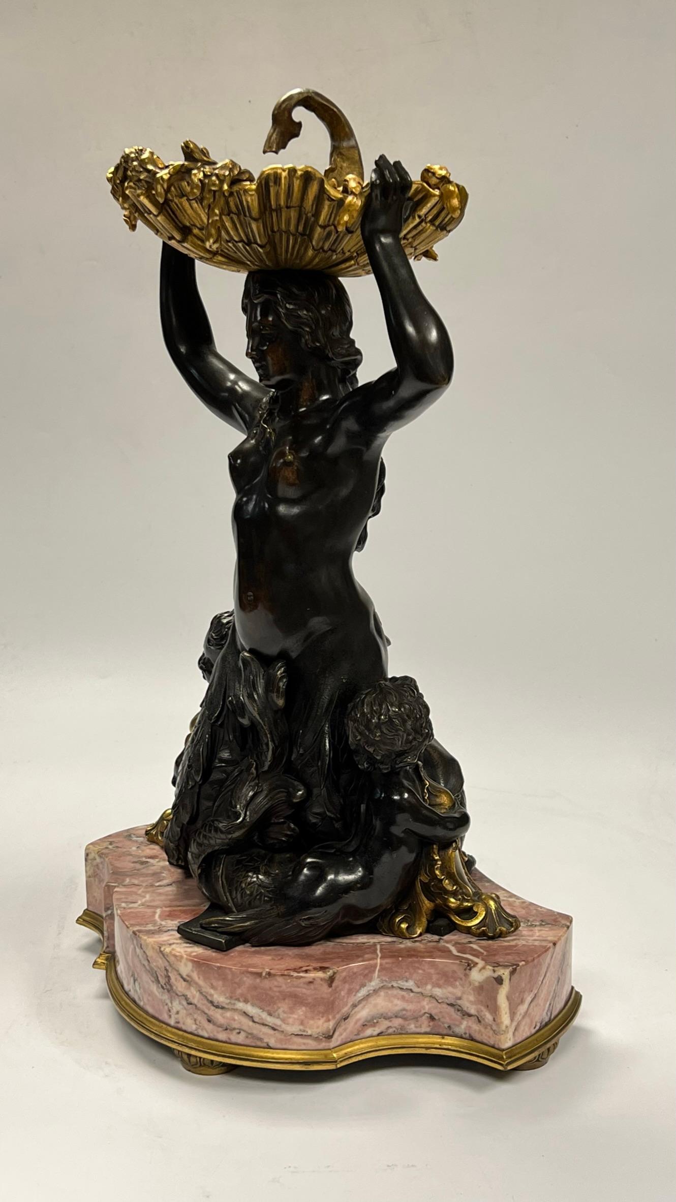 American Antique Gilt Bronze and Marble Figural Centerpiece Attributed to E.F. Caldwell