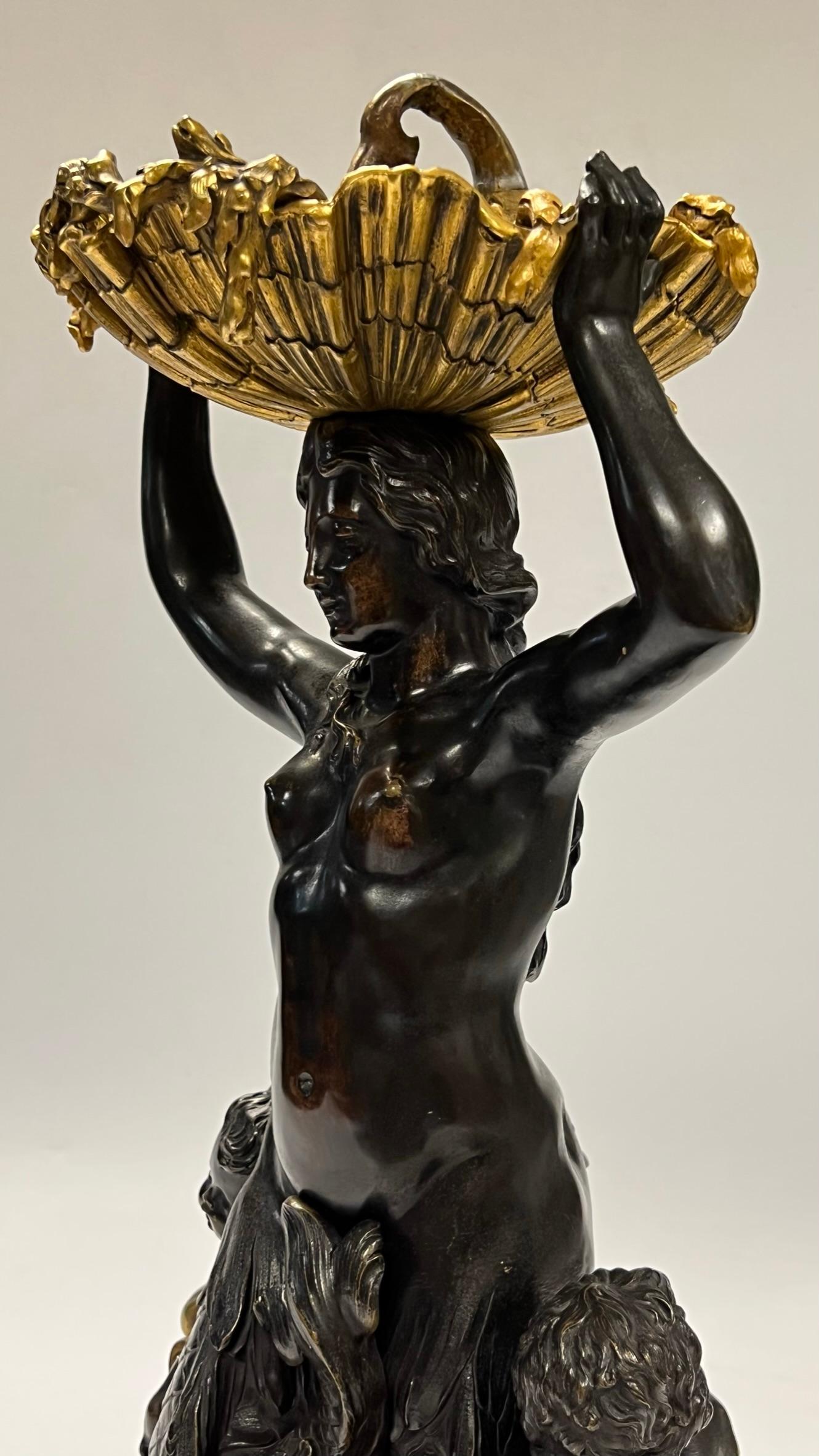 Antique Gilt Bronze and Marble Figural Centerpiece Attributed to E.F. Caldwell In Good Condition In New York, NY
