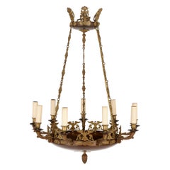 Antique Gilt Bronze and Patinated Metal 19th Century French Chandelier