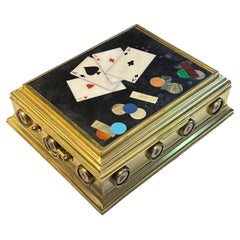 Antique Gilt Bronze and Pietra Dura Inlaid Games Box