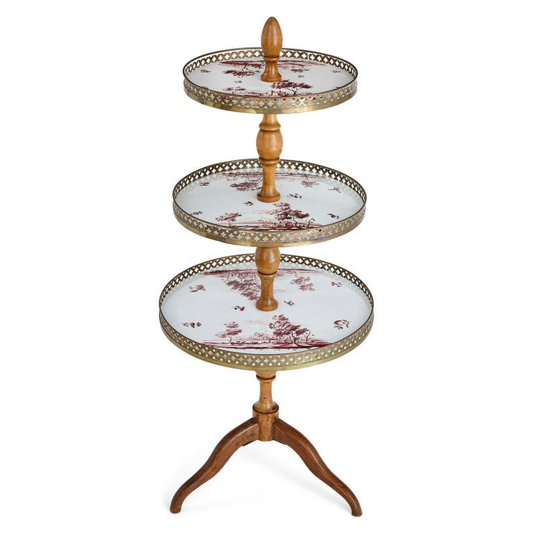 Antique Gilt Bronze and Porcelain Cake Stand For Sale at 1stdibs