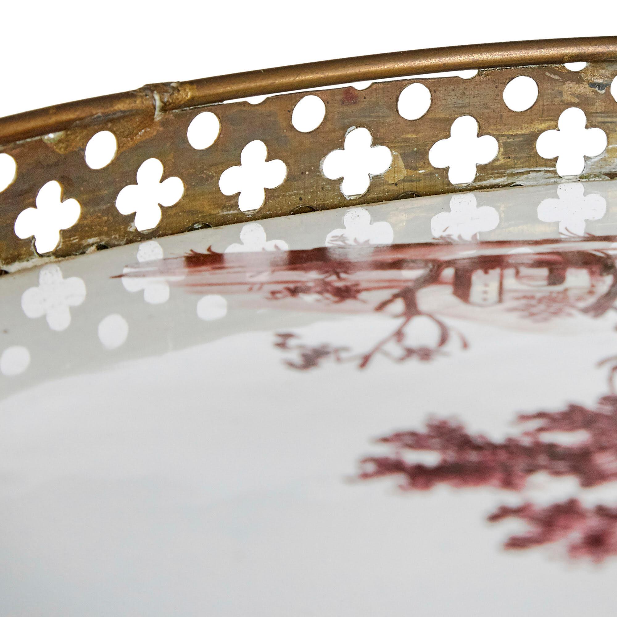 19th Century Antique Gilt Bronze and Porcelain Cake Stand