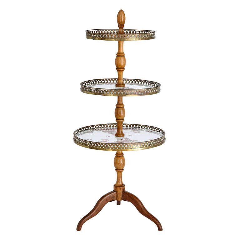 Antique Gilt Bronze and Porcelain Cake Stand For Sale at 1stdibs