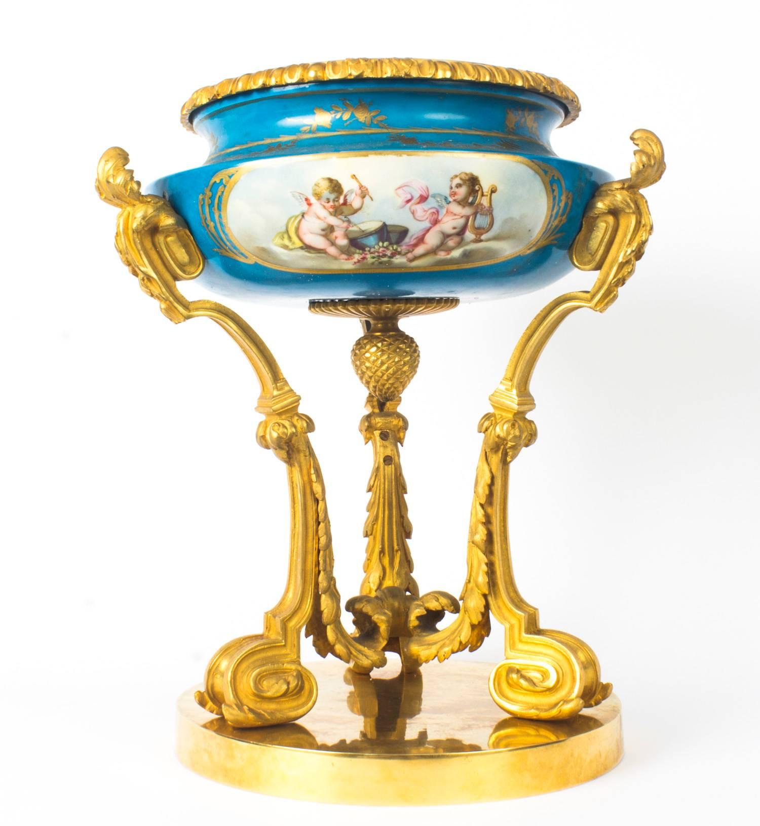 Antique Gilt Bronze and Sèvres Porcelain Centrepiece, 19th Century 5