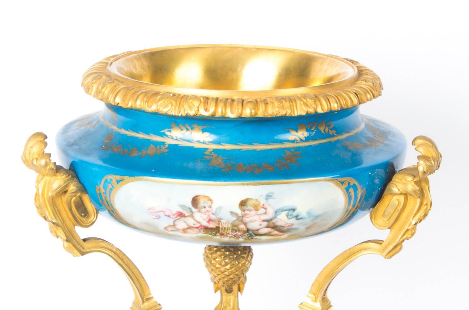 French Antique Gilt Bronze and Sèvres Porcelain Centrepiece, 19th Century