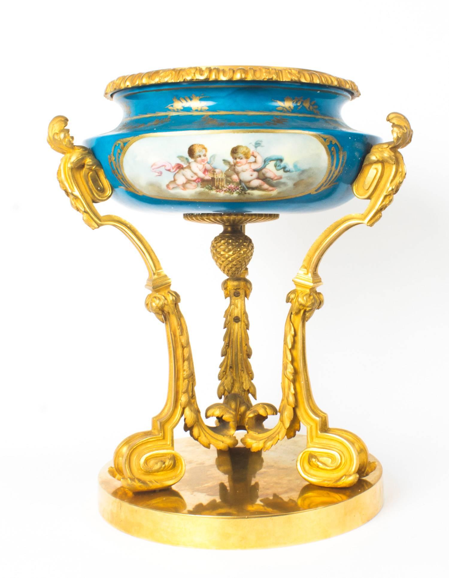 Antique Gilt Bronze and Sèvres Porcelain Centrepiece, 19th Century 1