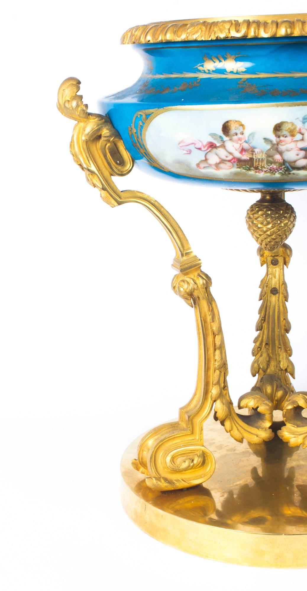 Antique Gilt Bronze and Sèvres Porcelain Centrepiece, 19th Century 3