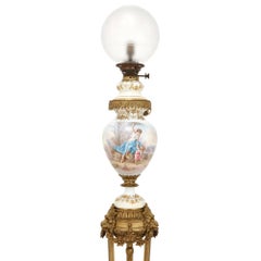 Antique Gilt Bronze and Sevres Style Porcelain Floor Standing Lamp