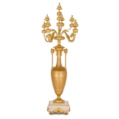 Antique Gilt Bronze and White Onyx Candelabrum by Barbedienne and Cahieux 