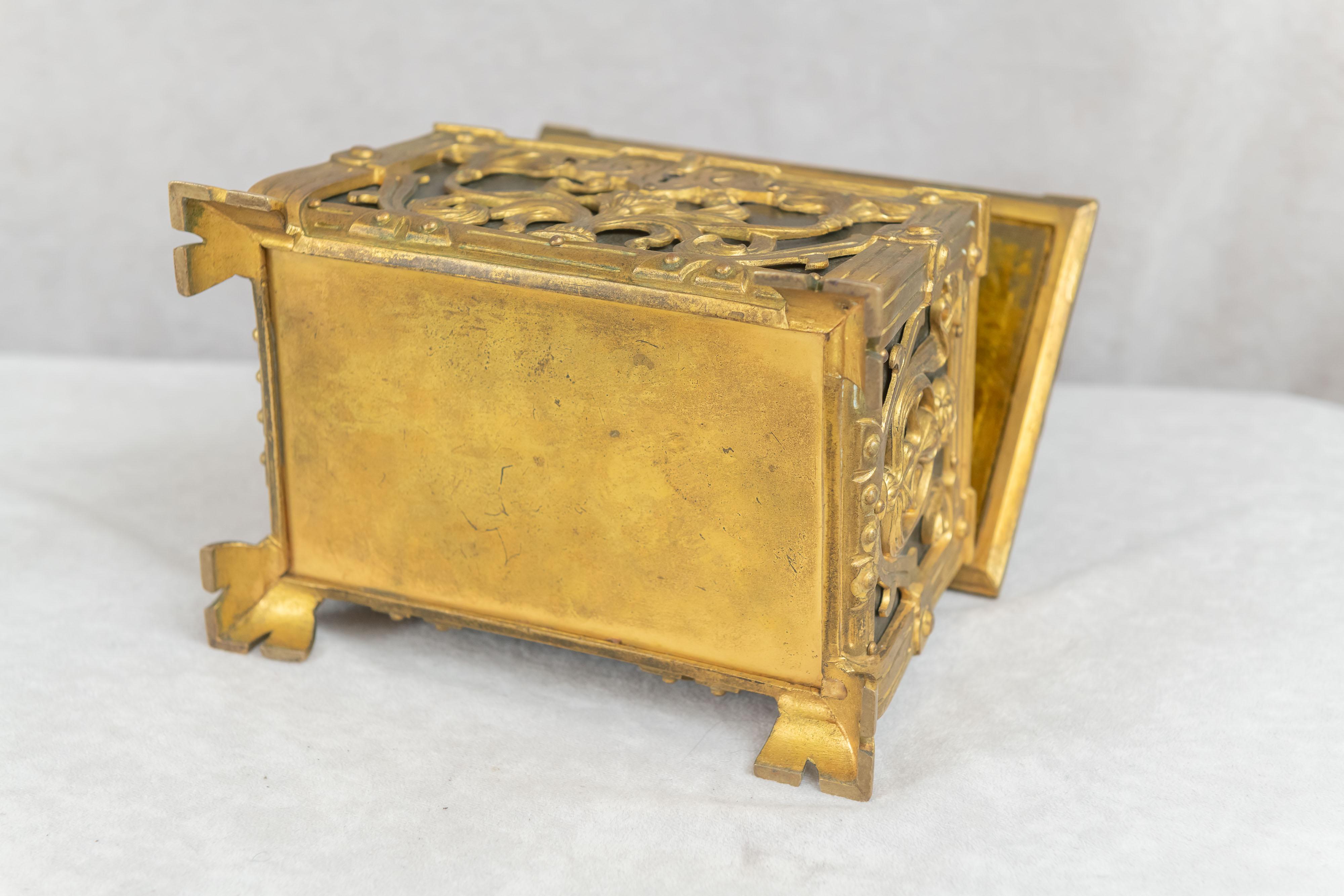Antique Gilt Bronze Art Nouveau French Jewelry Box, ca 1900 2