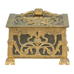 Antique Gilt Bronze Art Nouveau French Jewelry Box, ca 1900