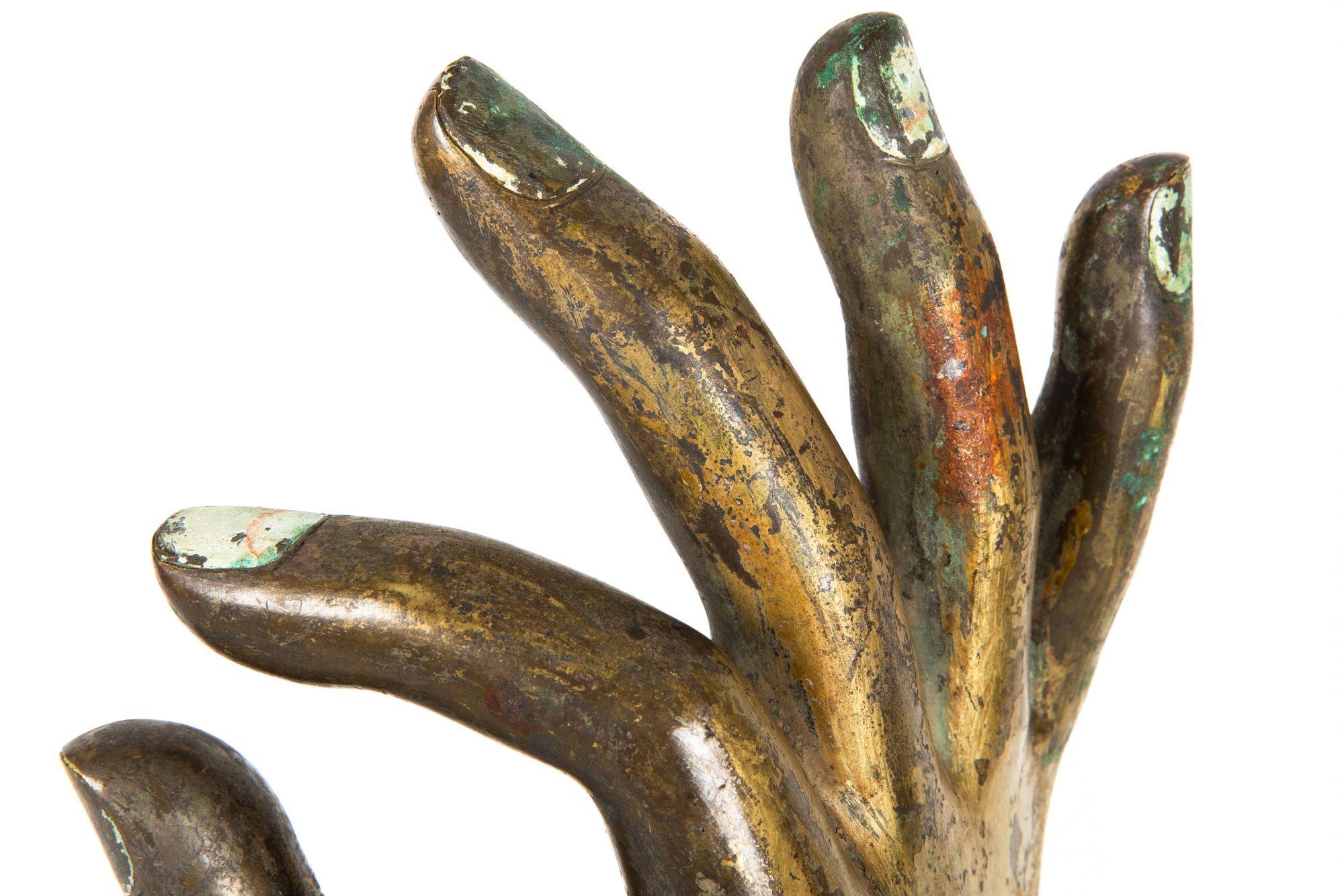 Antique Gilt Bronze Buddha Hand in Vitarka Mudra on Custom Base For Sale 4