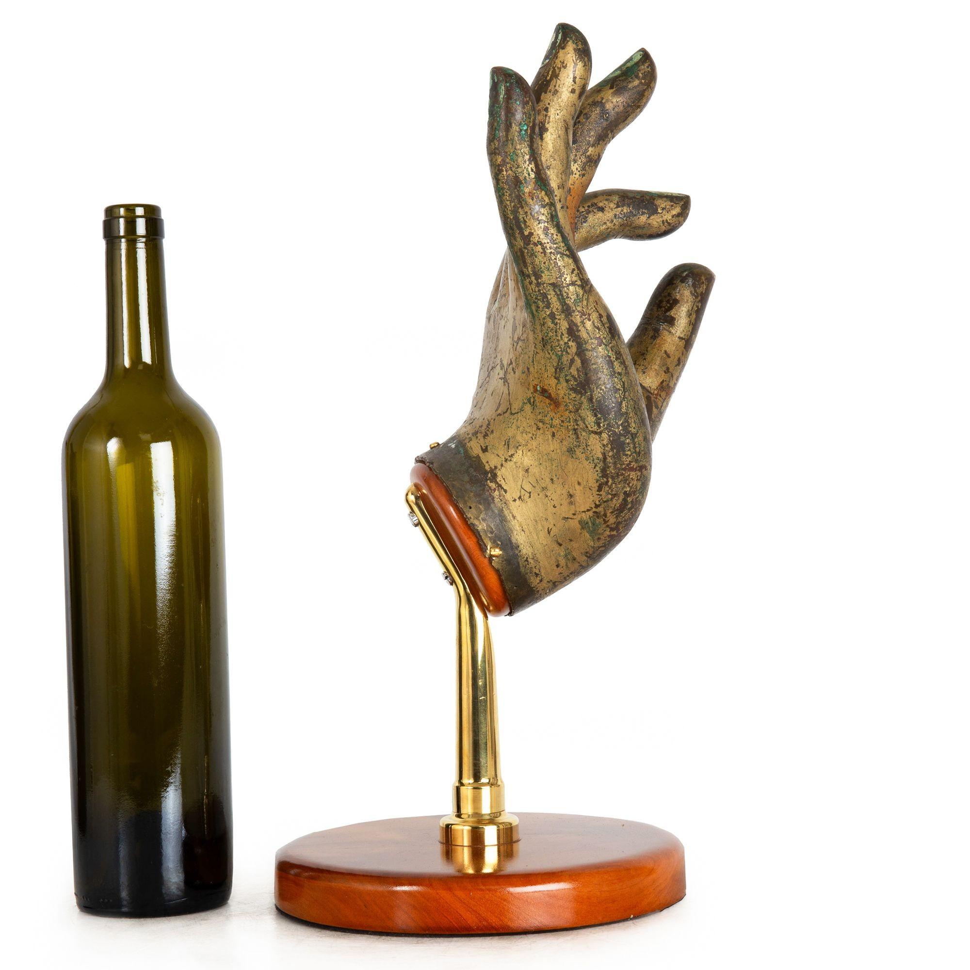 Antique Gilt Bronze Buddha Hand in Vitarka Mudra on Custom Base For Sale 1