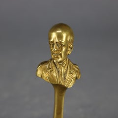 Gilt Bronze Cabinet Bust Sculpture of Decorated Military Officer, 20th Century