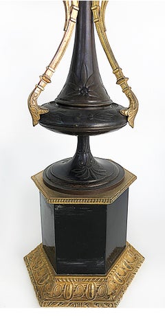 Antique Gilt Bronze Candelabra with Granite Bases, Pair