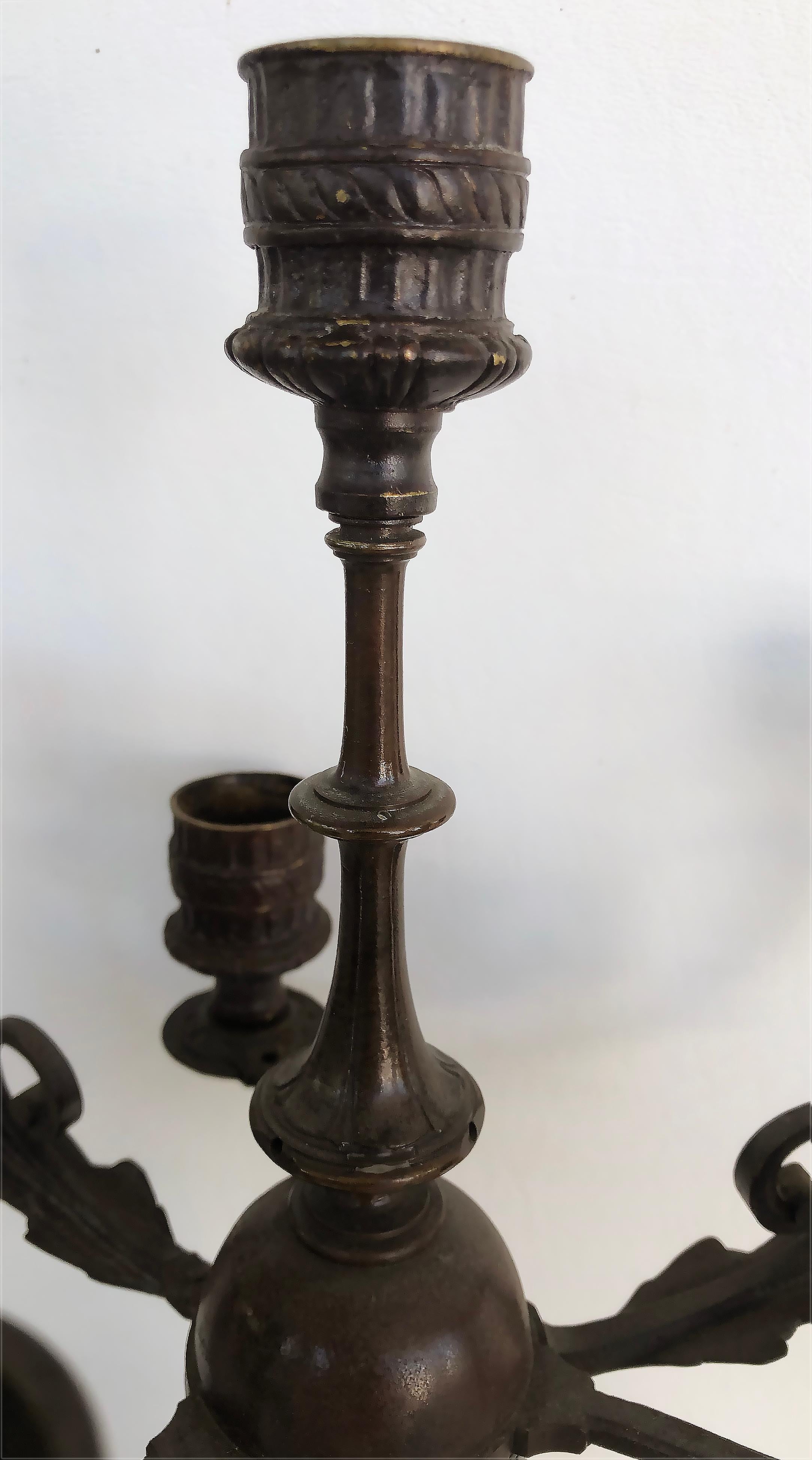 Antique Gilt Bronze Candelabra with Granite Bases, Pair In Good Condition For Sale In Miami, FL