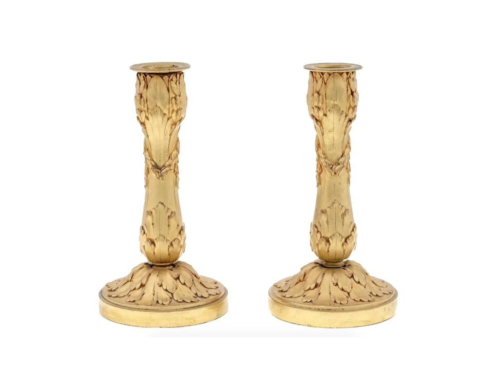 French Antique Gilt Bronze Candlesticks by Susse Freres
