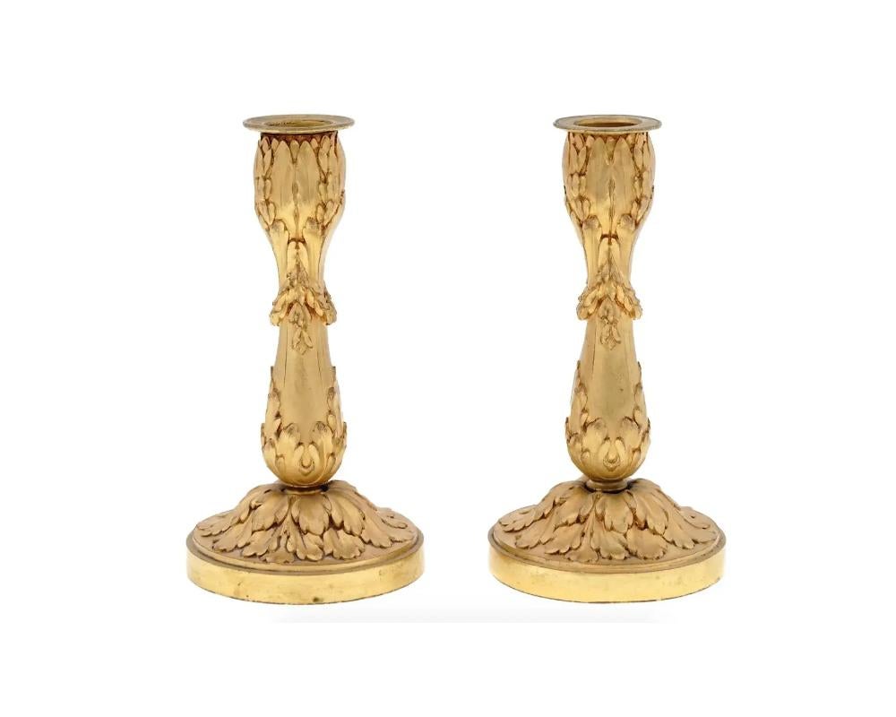Antique Gilt Bronze Candlesticks by Susse Freres In Good Condition In Long Island City, NY