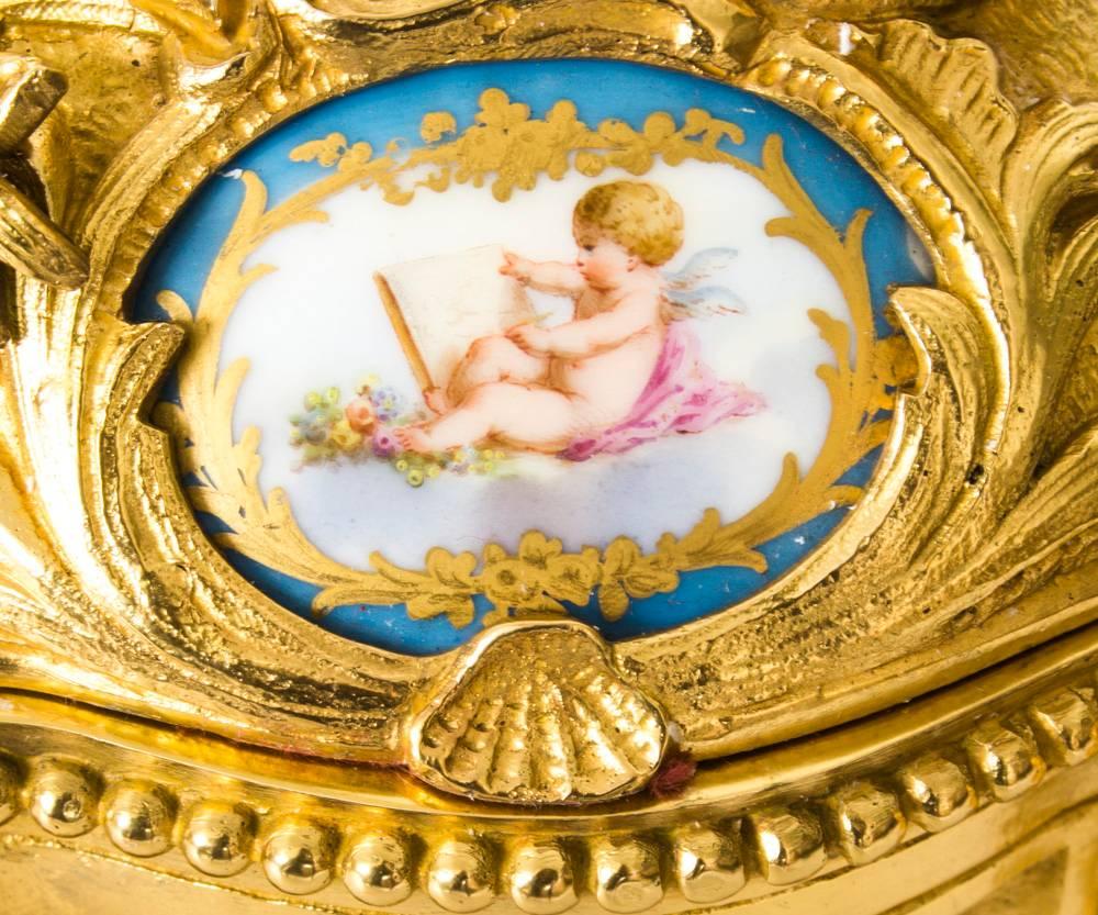 Antique Gilt Bronze Casket Inset Sevres Porcelain Plaques, 19th Century 1