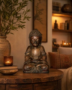 Antique Gilt Bronze Cold Painted Baby Buddha Reddish Brown