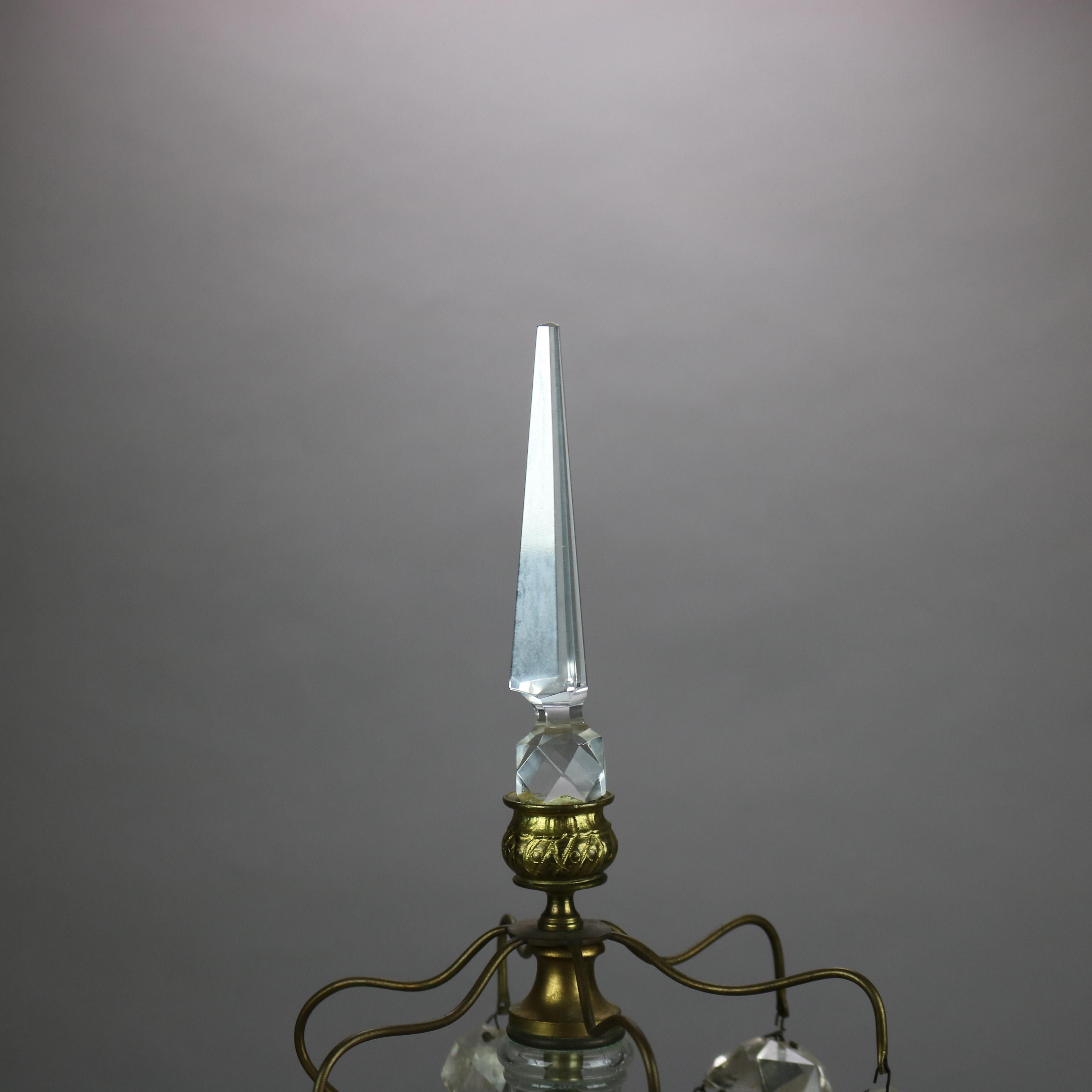 Antique Gilt Bronze & Cut Crystal Five-Light Candelabra Circa 1900 For Sale 2
