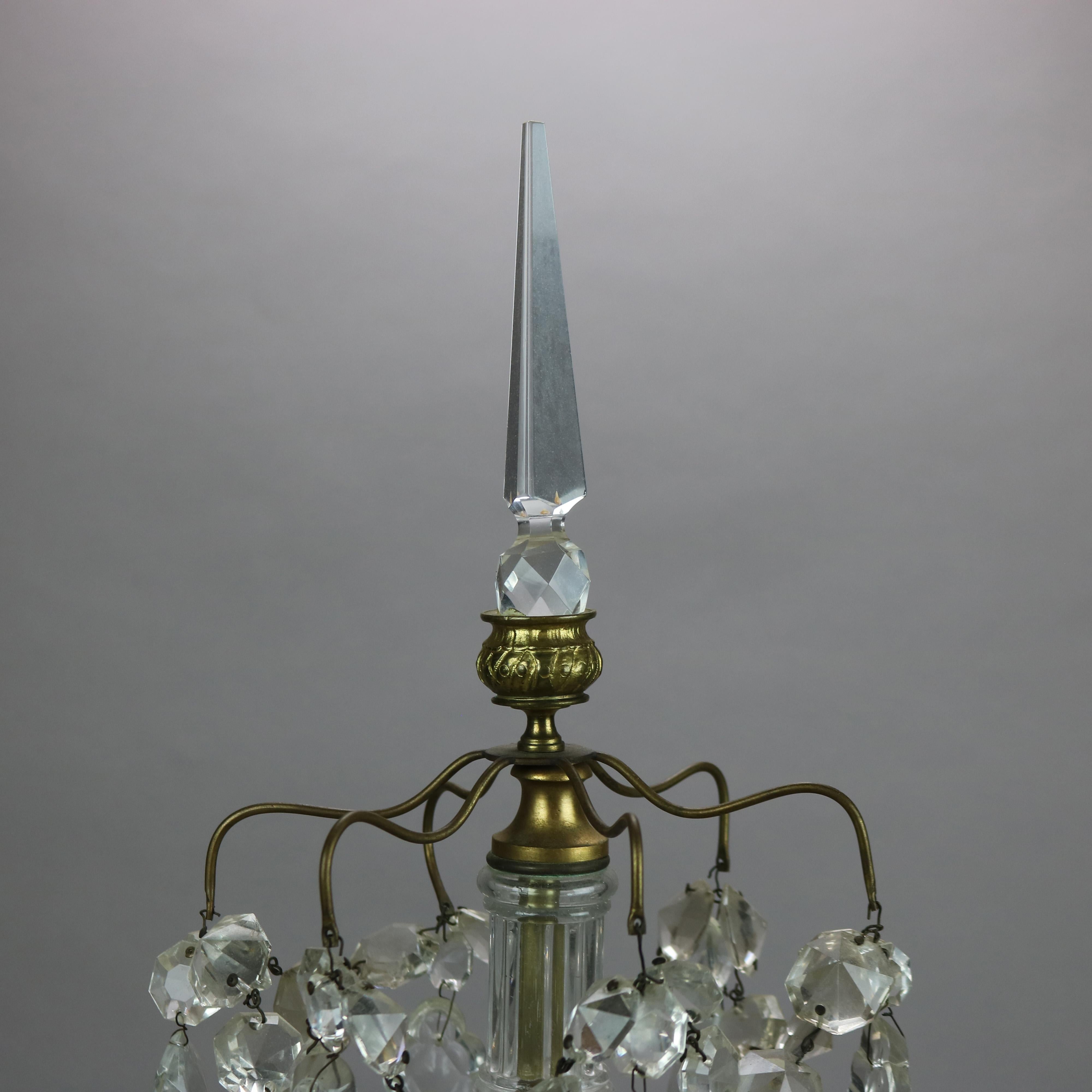 Antique Gilt Bronze & Cut Crystal Five-Light Candelabra Circa 1900 For Sale 3