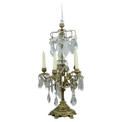 Antique Gilt Bronze & Cut Crystal Five-Light Candelabra Circa 1900