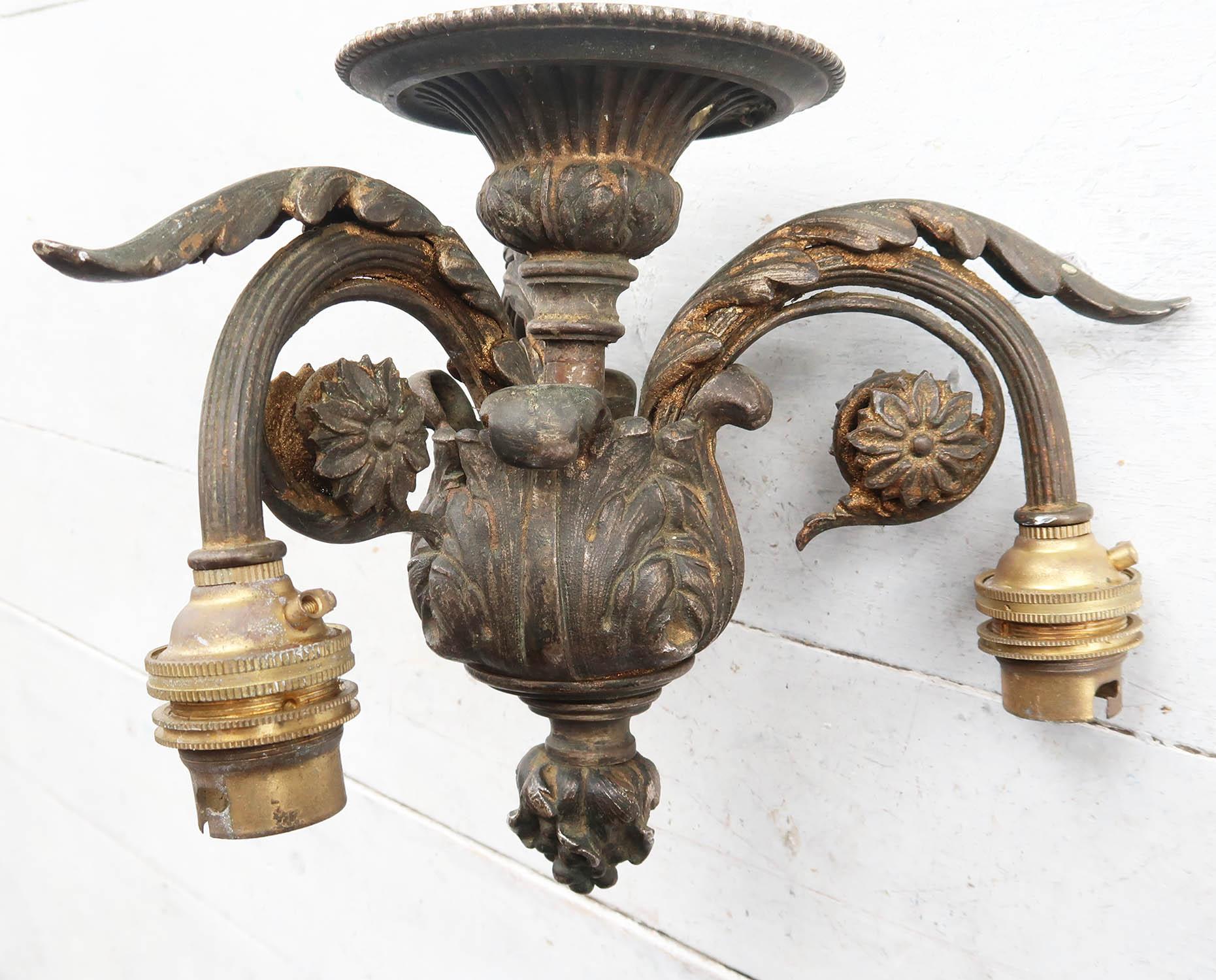 Antique Gilt Bronze Empire Style Ceiling Light Fitting. French, C.1900 6