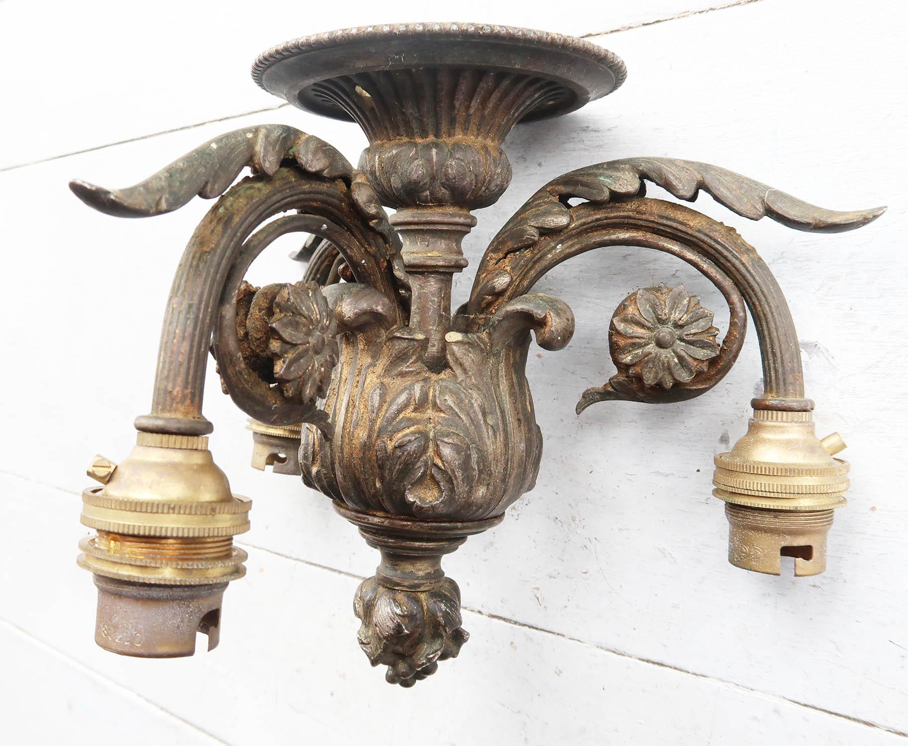Antique Gilt Bronze Empire Style Ceiling Light Fitting. French, C.1900 7