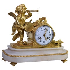 Antique Gilt Bronze Figural Clock 19th century Cherub Messenger Neoclassical