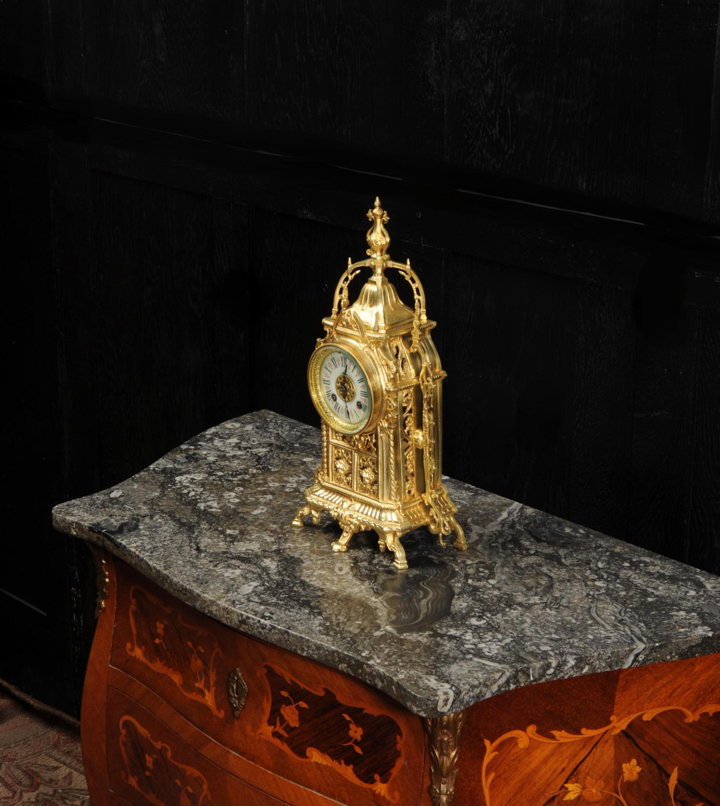 Antique Gilt Bronze Gothic Clock 1