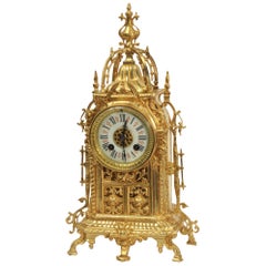 Antique Gilt Bronze Gothic Clock