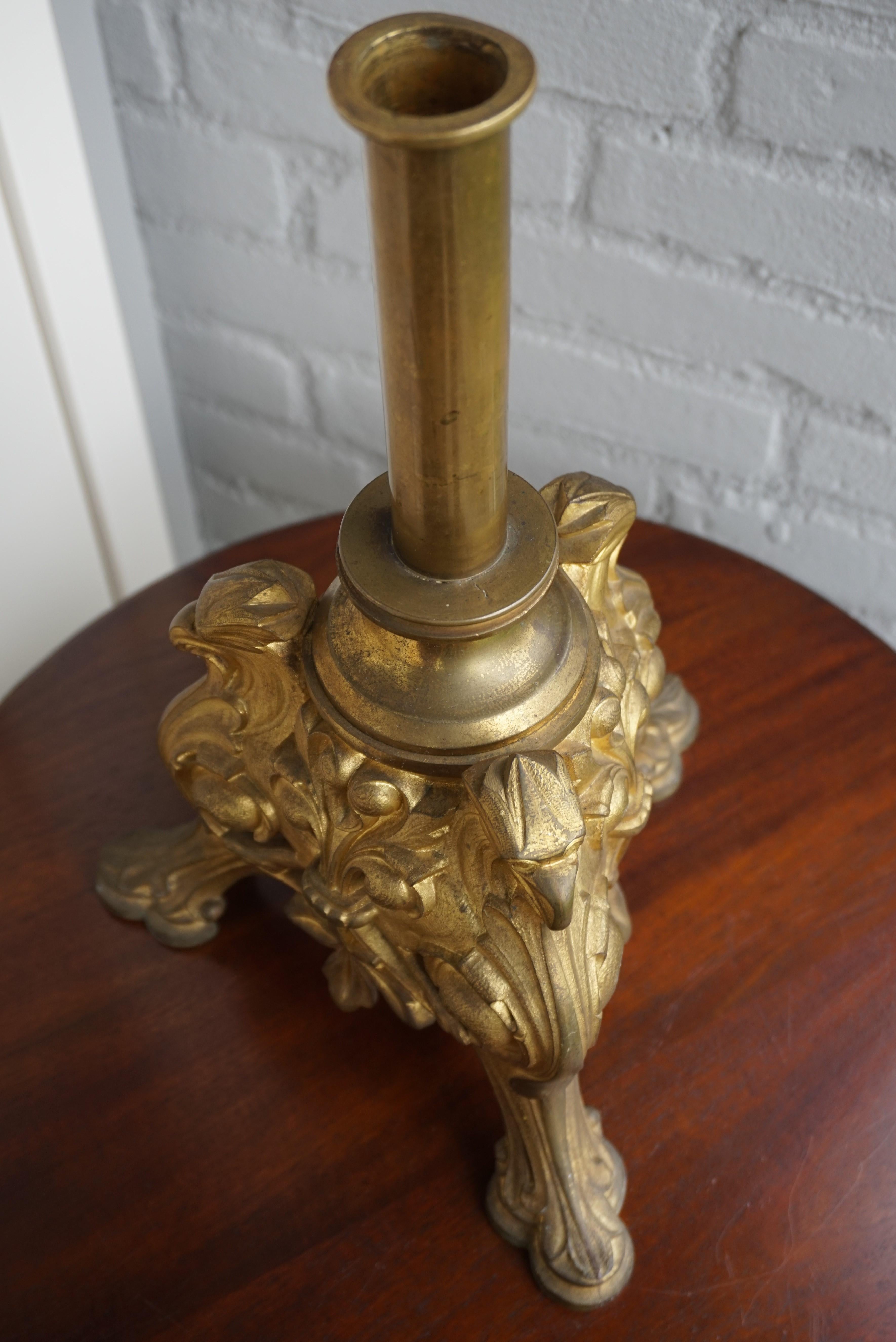 Gilt Bronze Gothic Revival Tripod Base Banner Stand with Eagle Sculptures For Sale 8