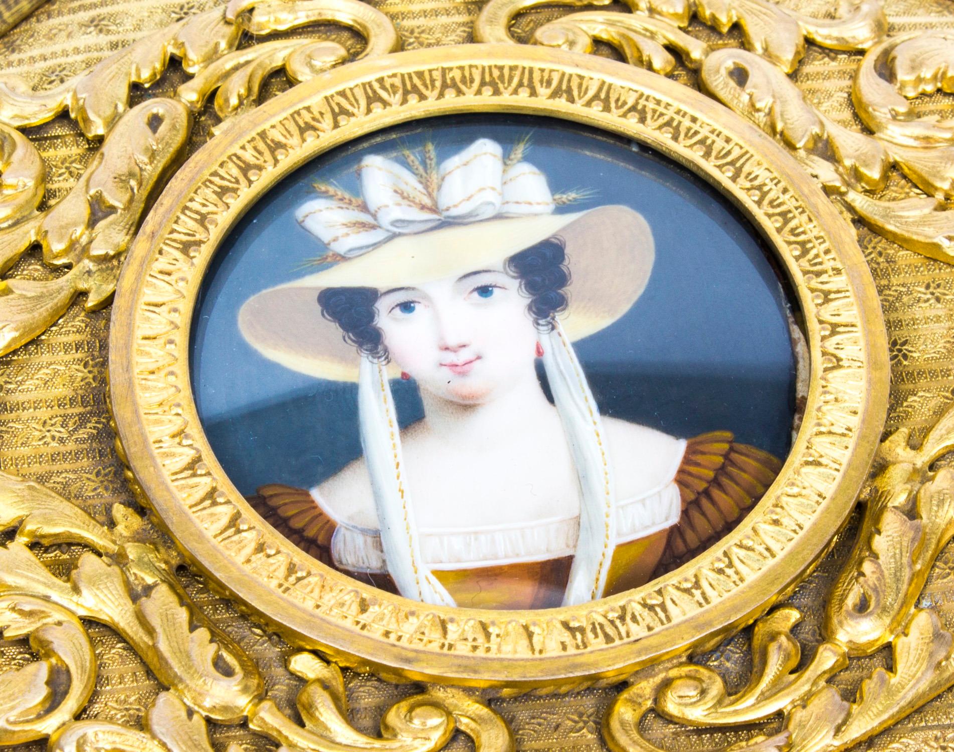 Late 19th Century Antique Gilt Bronze Jewellery Casket & Miniature 19th Century For Sale
