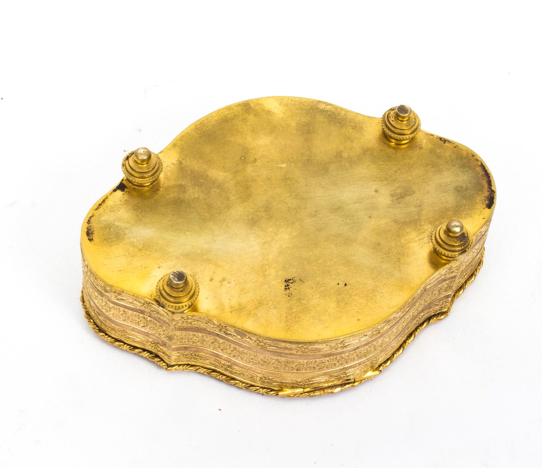 Antique Gilt Bronze Jewellery Casket & Miniature 19th Century For Sale 4