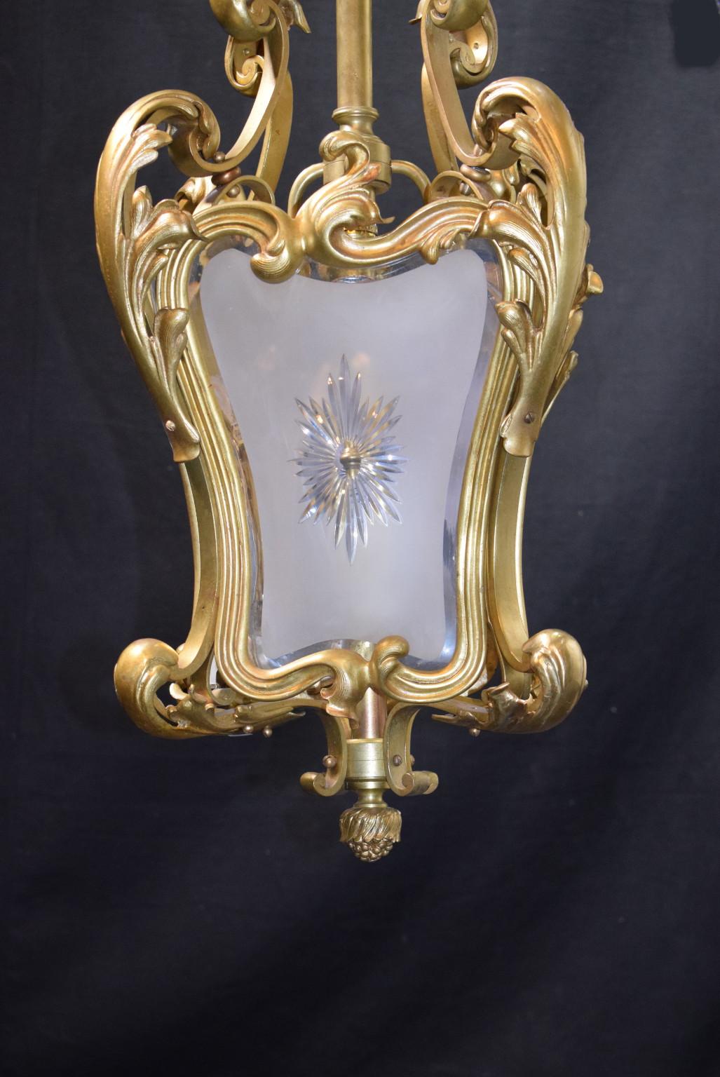 Louis XV Antique Gilt Bronze Lantern For Sale