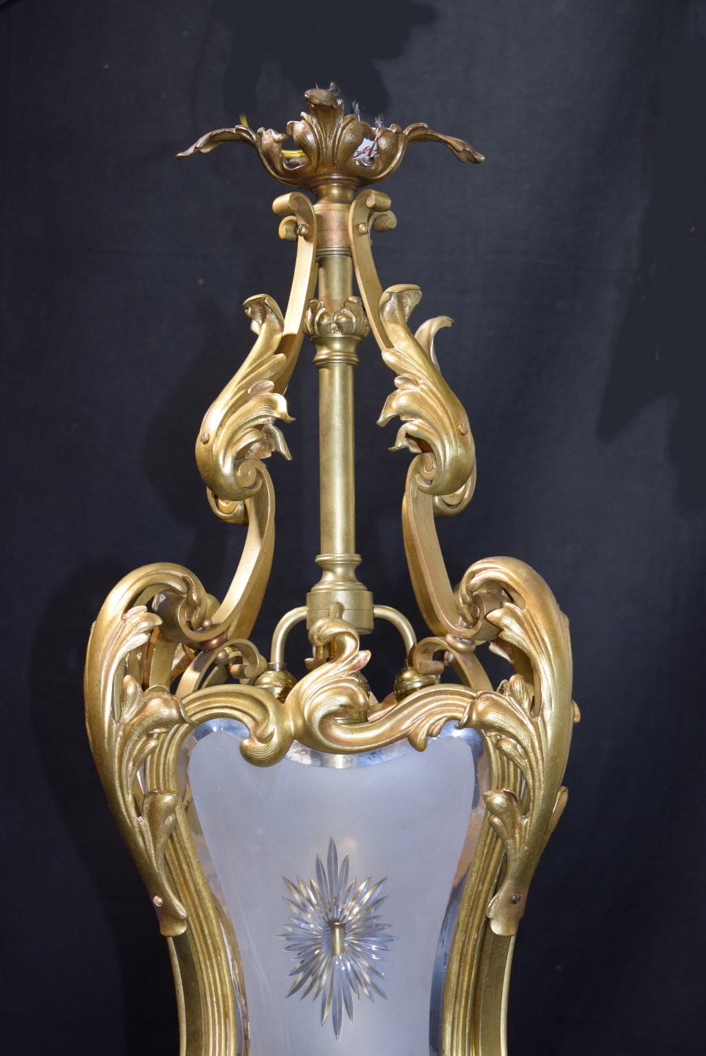 French Antique Gilt Bronze Lantern For Sale