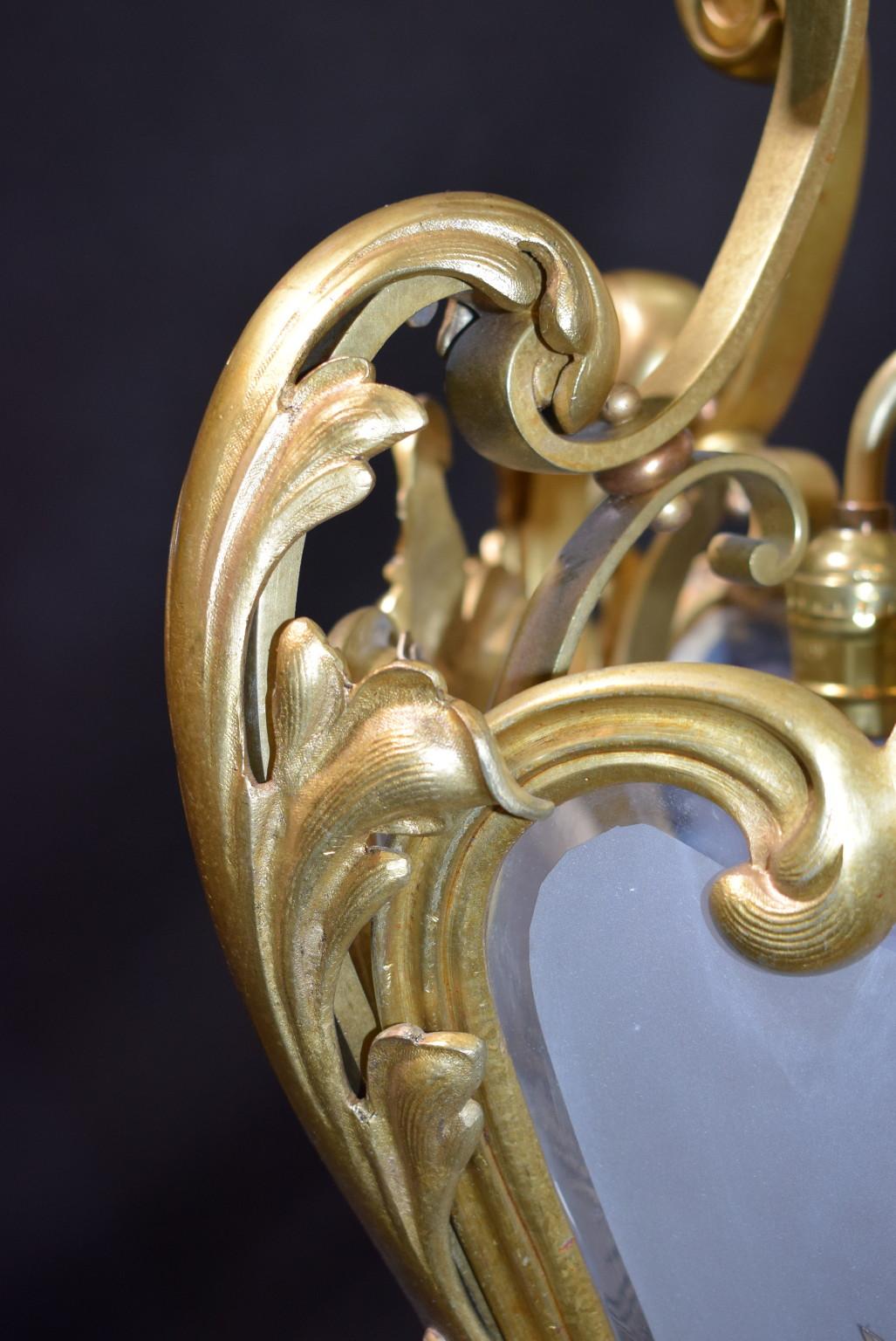 20th Century Antique Gilt Bronze Lantern For Sale