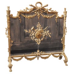 Antique Gilt Bronze Louis XVI Style Firescreen, circa 1880