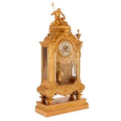 Antique Gilt Bronze Mantel Clock by Sevin and Barbedienne