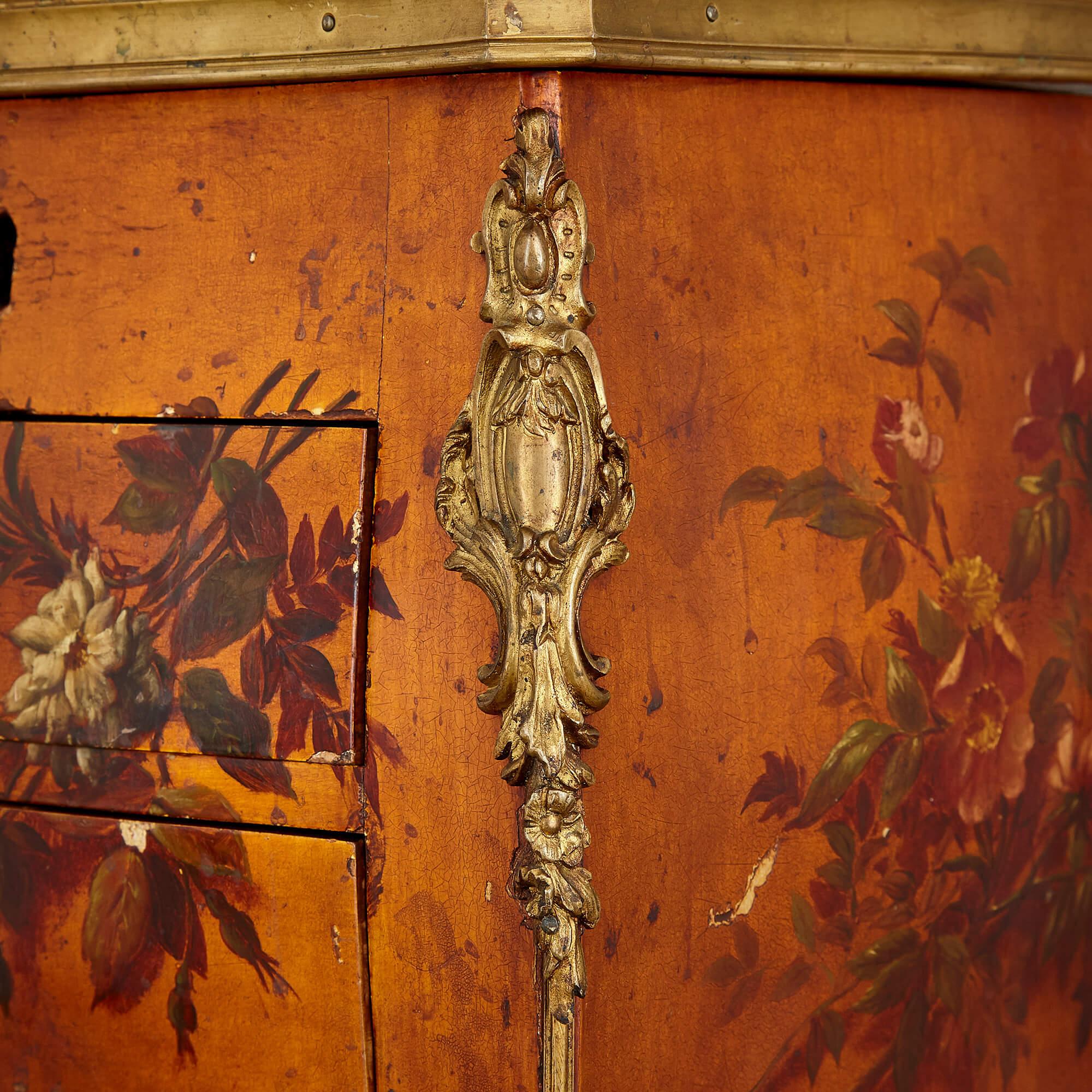 Antique gilt bronze mounted French side table For Sale 1