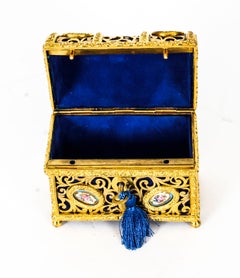 Antique Gilt Bronze Palais Royal Sèvres Porcelain Mounted Casket 19th Century