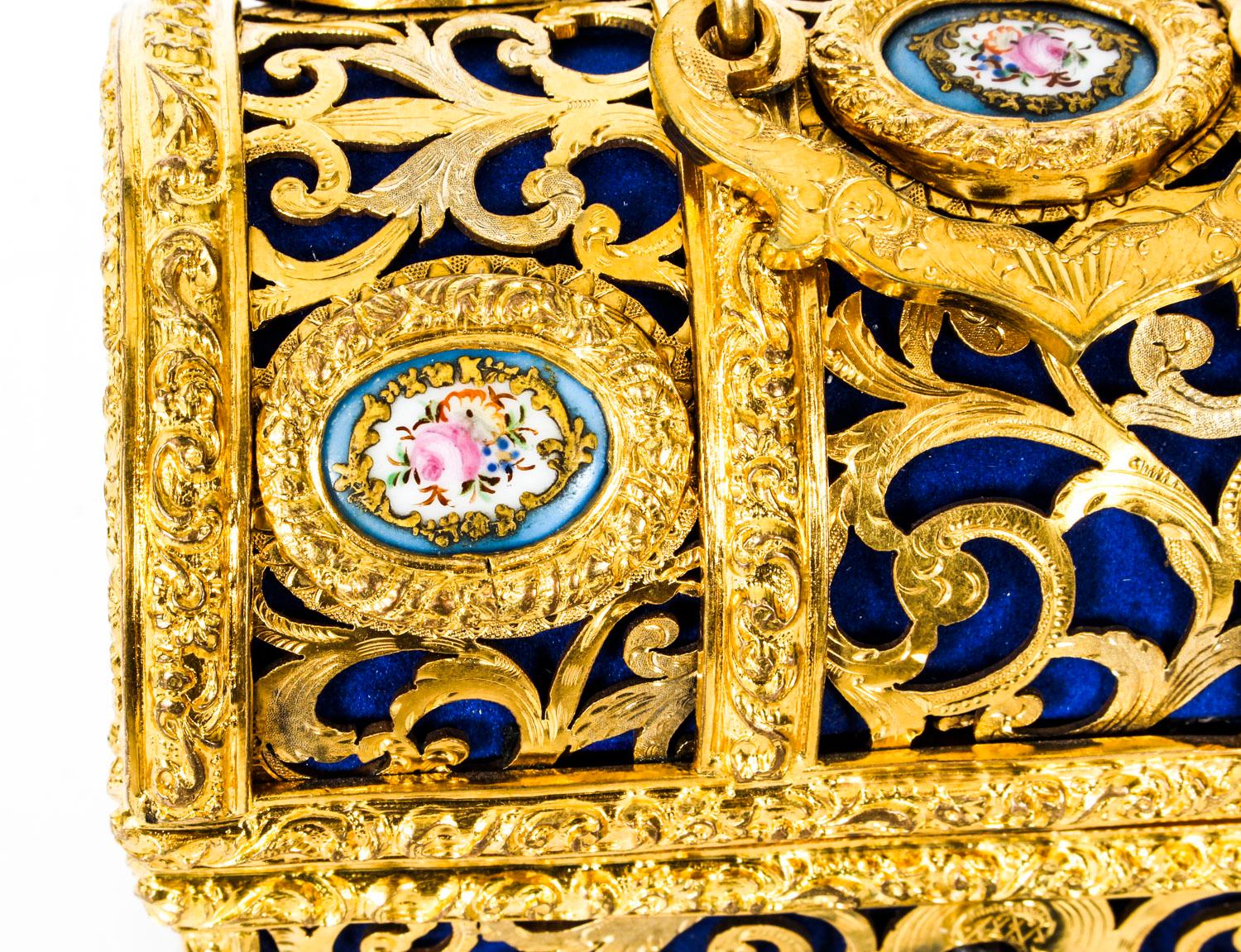 Antique Gilt Bronze Palais Royal Sevres Porcelain Mounted Casket 19th C 1