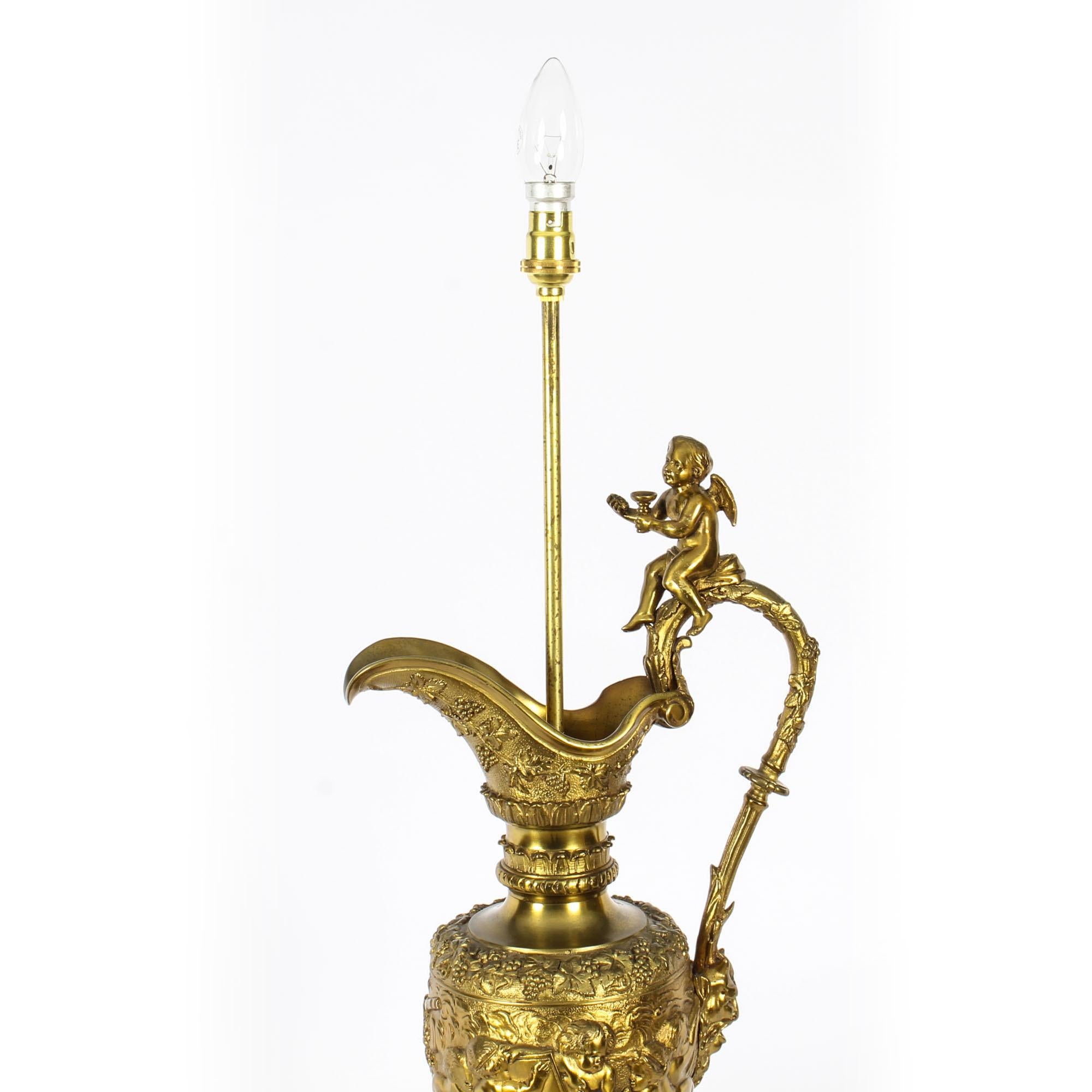 Antike vergoldete Bronze-Tischlampe im Renaissance-Revival-Stil, 19. Jahrhundert im Angebot 9